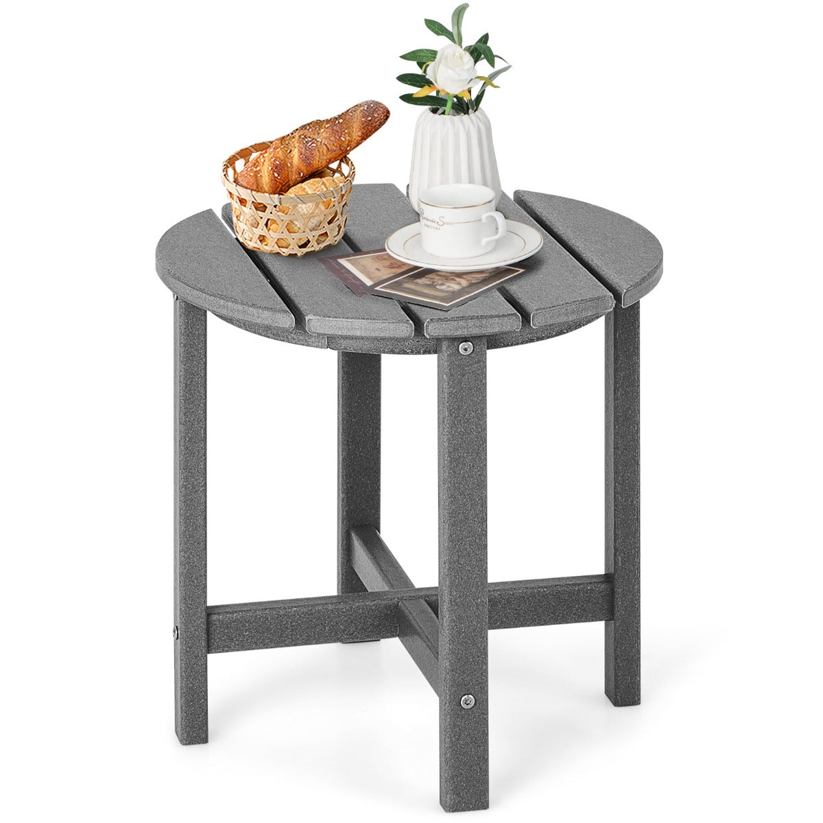 LIVSK Adirondack bijzettafel - Weerbestendig HDPE - Onderhoudsvriendelijk - Milieuvriendelijk - 46 x 46 cm - Grijs