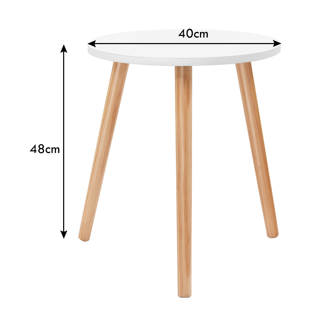 LIVSK Bijzettafel - Stevig MDF Tafelblad - Dennenhouten Poten - Ruimtebesparend - 40 x 40 x 48 cm - Wit + Natuurlijk