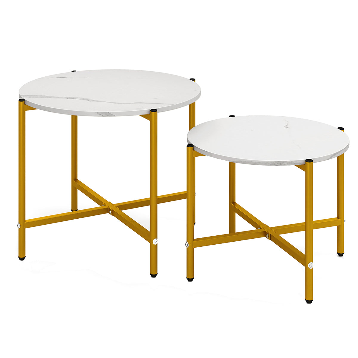 LIVSK Salontafel Set - Stapelbare Ronde Tafels - Duurzaam Metalen Frame - Eenvoudige Montage - Wit