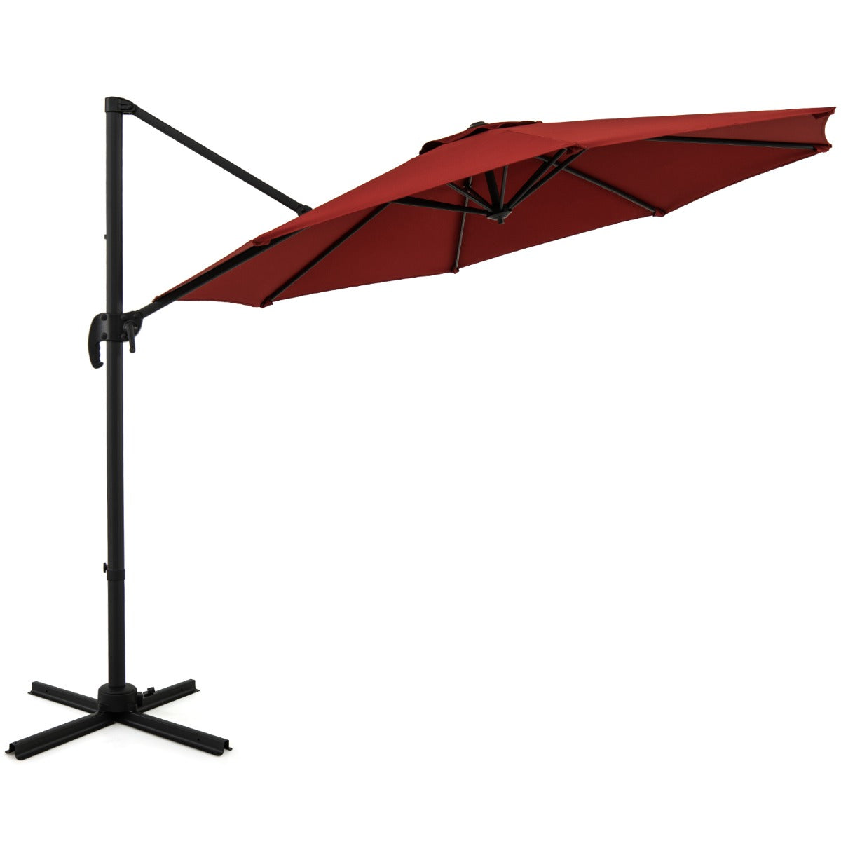 LIVSK Zweefparasol - 5 Verstelbare Hellingen - 360° Rotatie - Aluminium - Voor Buiten - 308 x 248 cm - Bruin