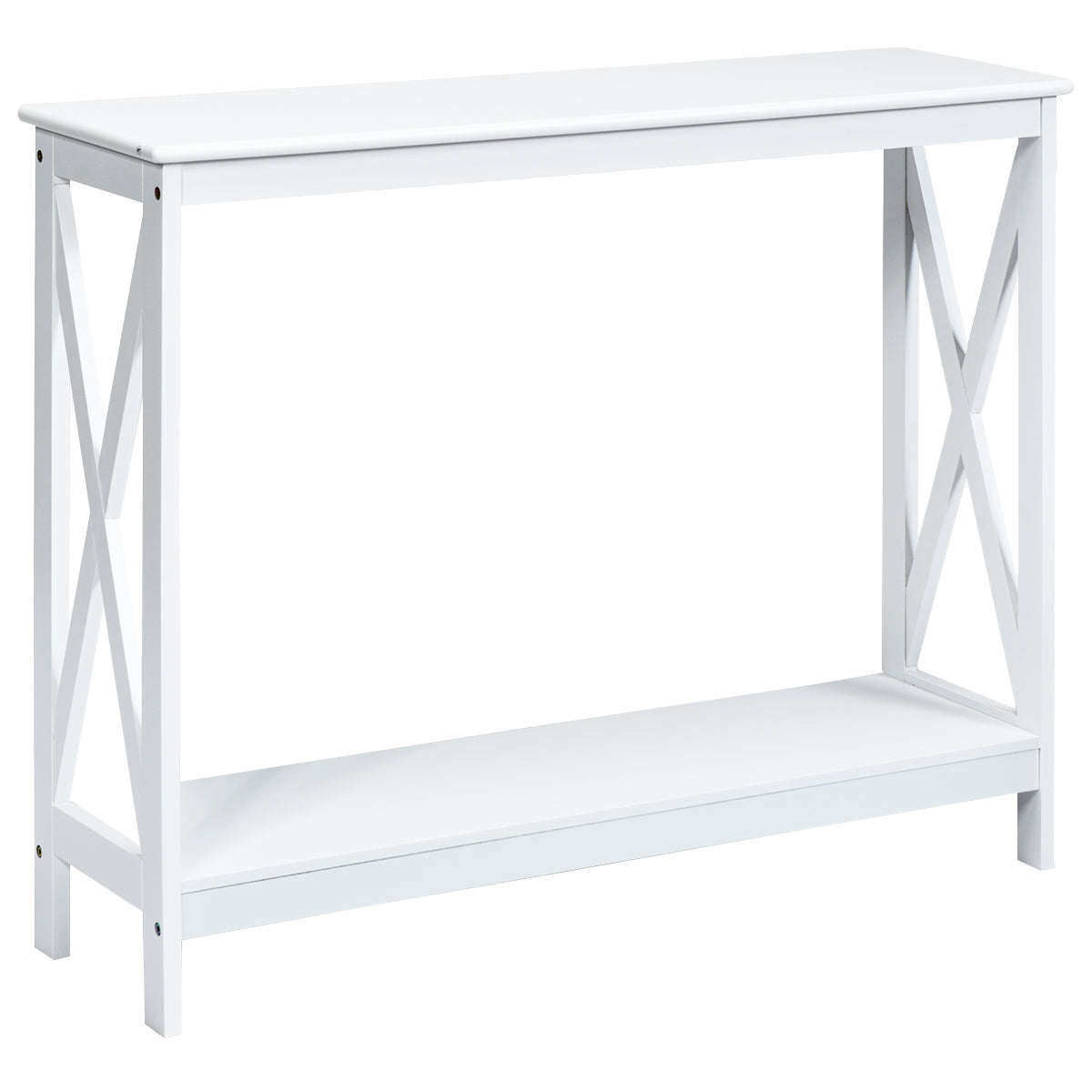 LIVSK Elegante Consoletafel - Hoogwaardig MDF met X-structuur - Ruim Tafelblad en Open Plank - Multifunctioneel - Wit