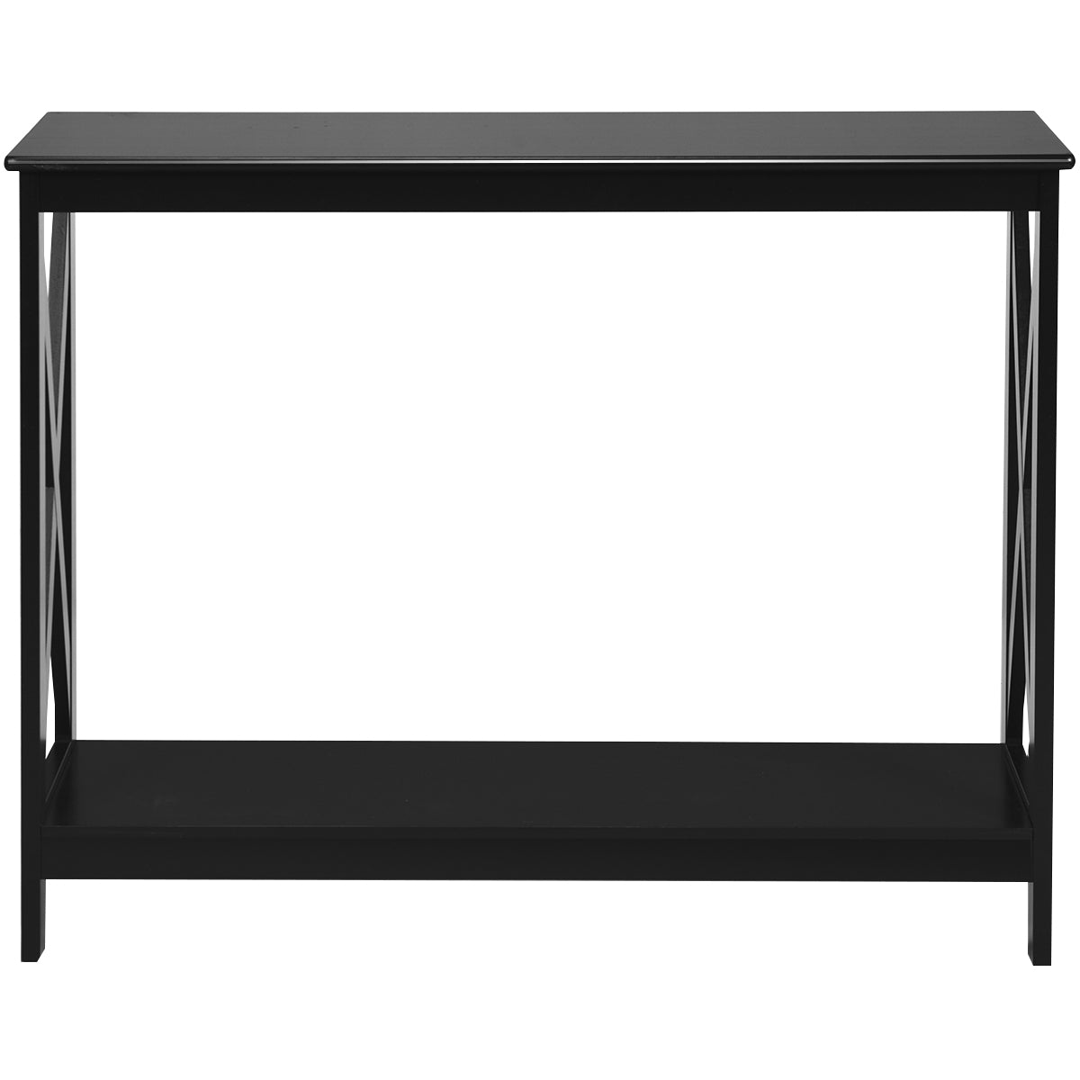 LIVSK Consoletafel met Opbergplank - Stevig MDF - X-vormige Structuur - Multifunctioneel - Eenvoudig Onderhoud - Zwart