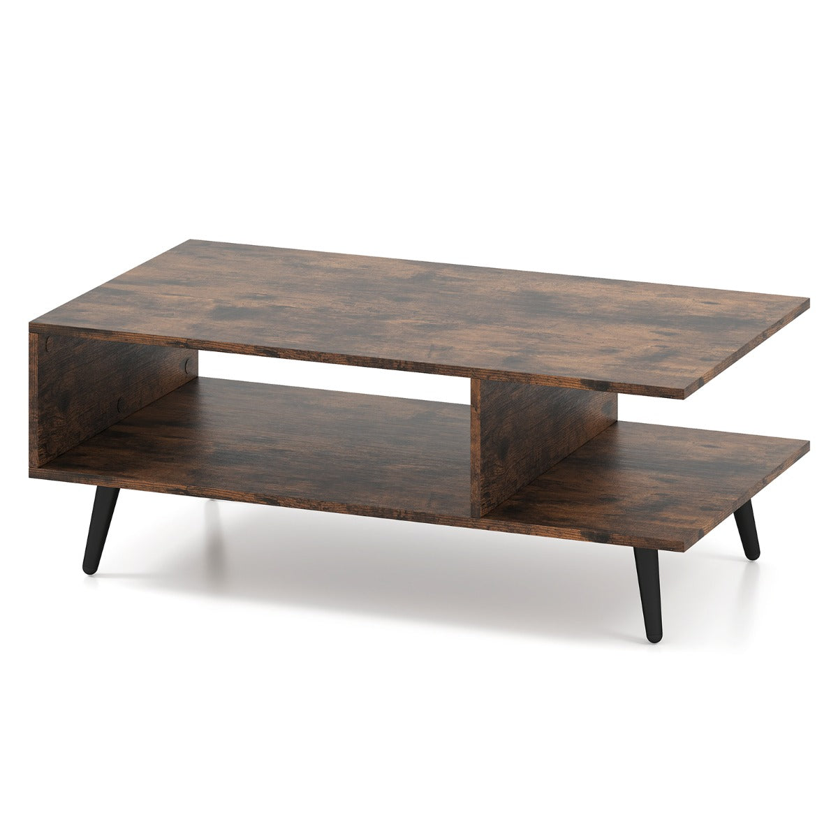 LIVSK Multifunctionele Salontafel - 2-laags Ontwerp met Ruime Opbergruimte - Sterke Metalen Poten - 80 x 45 x 30 cm - Rustiek