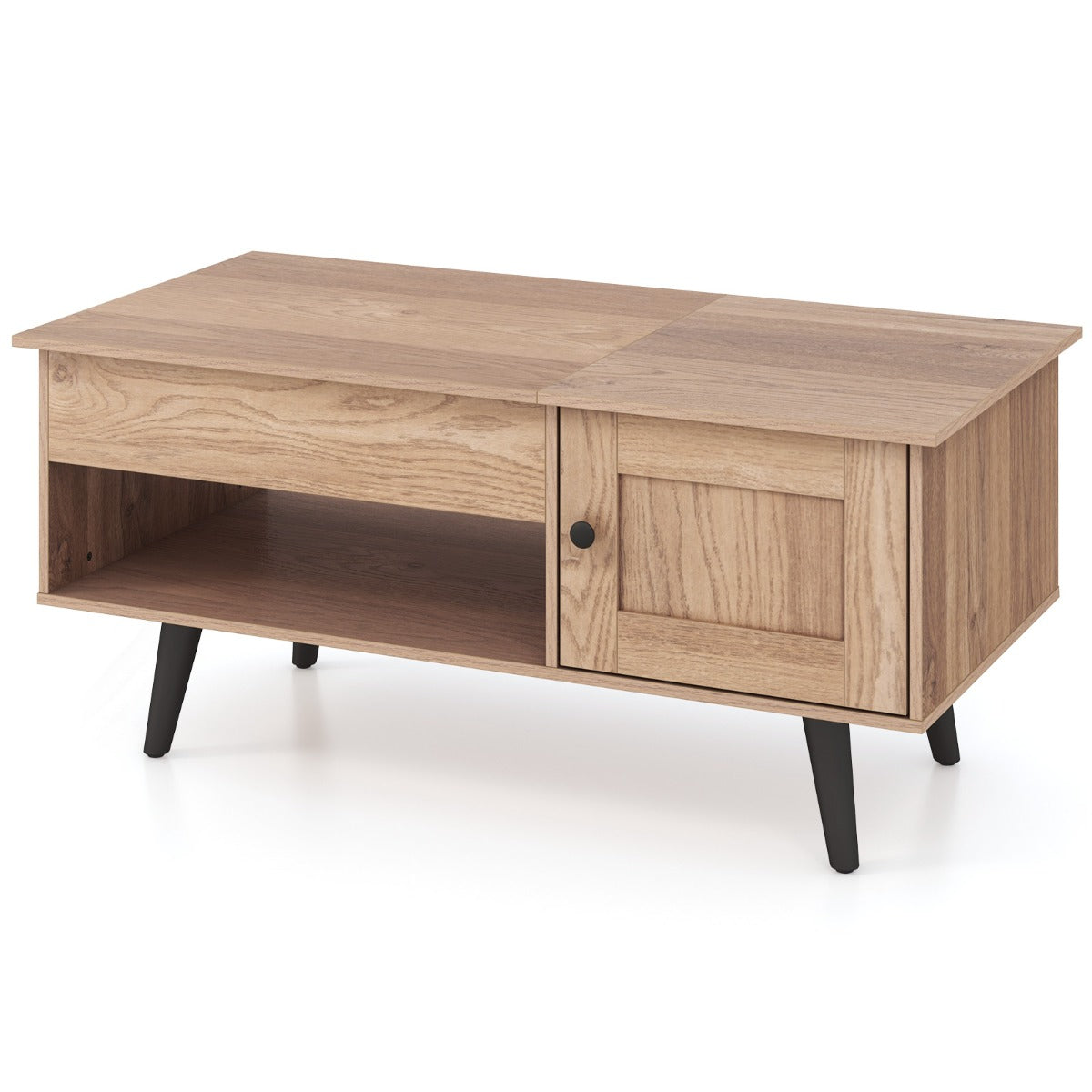 LIVSK Salontafel met Liftblad - Verstelbaar van 46 tot 60 cm - Verborgen Opbergruimte - Duurzaam Hout - Natuurlijke