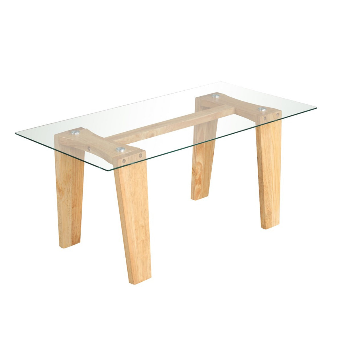 LIVSK Glazen Salontafel - Gehard Glas - Massief Rubberhouten Poten - Ondersteuning tot 45 kg - 100 x 50 x 41 cm - Transparant en