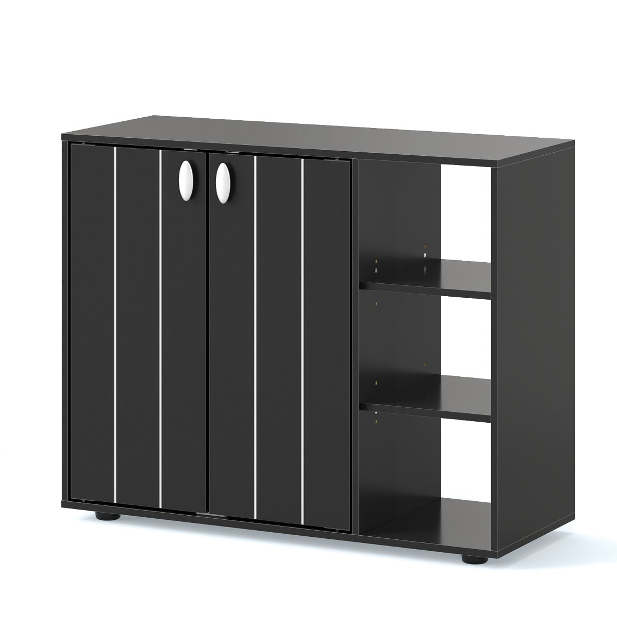 Livsk costway schoenenkast met 2 deuren schoenenrek met 3 niveaus en verstelbare open planken moderne schoenenkast van hout zwart 1 1