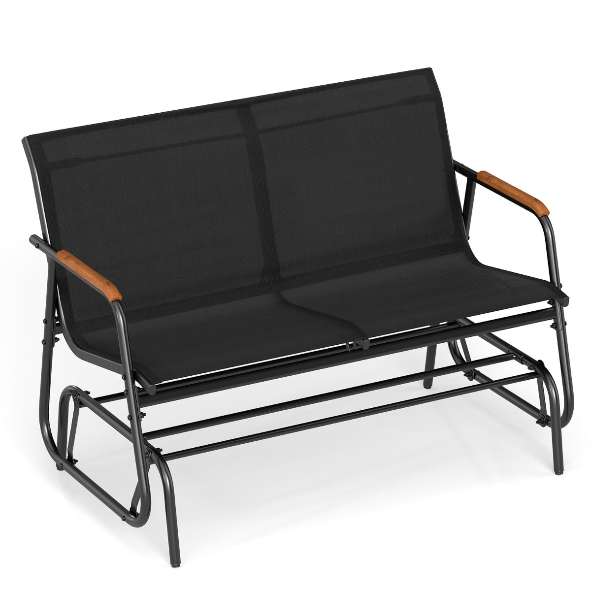 Livsk costway schommelbank voor 2 3 personen terrasbank met ademende stoffen zitting schommelstoel voor tuin terras balkon zwart 74 x 115 x 84 cm