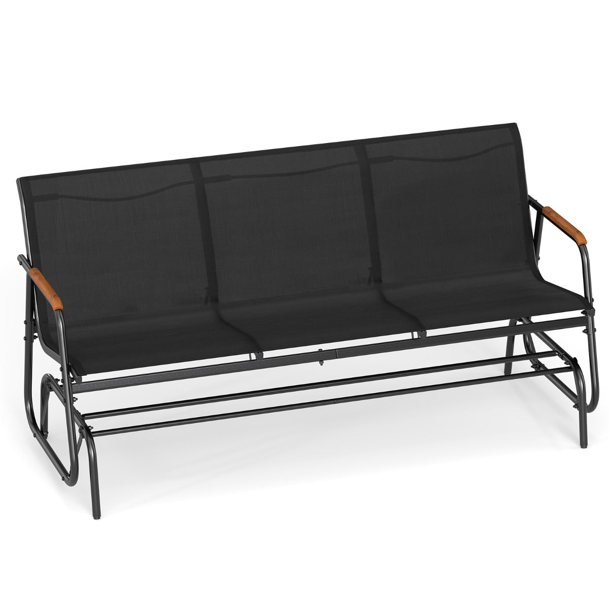 Livsk costway schommelbank voor 2 3 personen terrasbank met ademende stoffen zitting schommelstoel voor tuin terras balkon zwart 74 x 169 x 84 cm