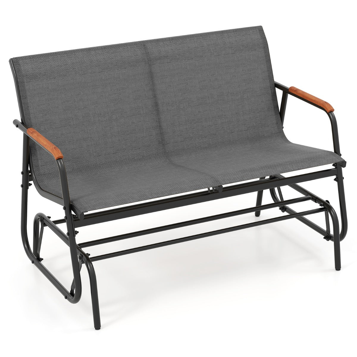 LIVSK Terras-Schommelbank voor 2 Personen - Ergonomisch Ontwerp - Teakhouten Armleuningen - Ademend en Scheurbestendig - 74 x 115