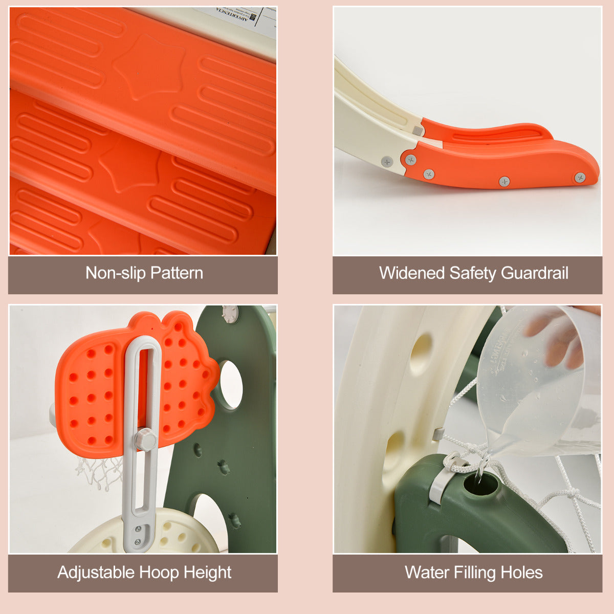 LIVSK 6-in-1 Speelset voor Peuters - Glijbaan, Schommel, Basketbalstandaard, Voetbaldoel - Veilig HDPE - 172 x 182 x 108-120 cm -