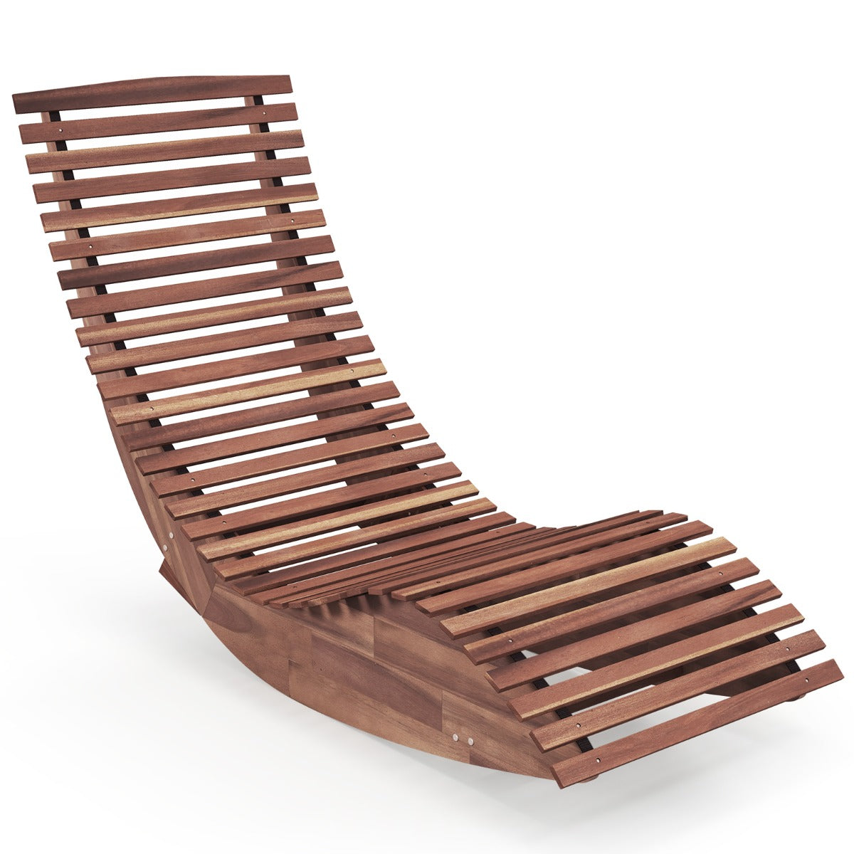 LIVSK Ergonomische Schommelstoel voor Buiten - Acaciahout - Hoge Rugleuning - Brede Zitting - Tot 160 kg - Natuurlijk