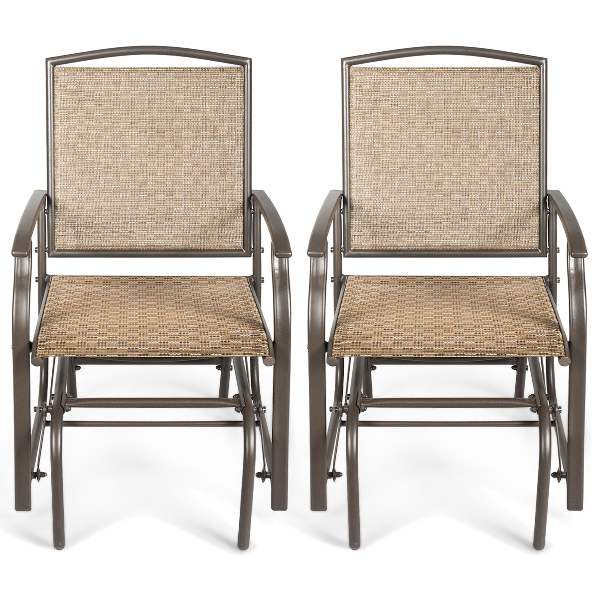 LIVSK Schommelstoel voor Buiten - Stevig Stalen Frame - Ergonomisch Ontwerp - Comfortabele Zitting - Tot 150 kg - Bruin