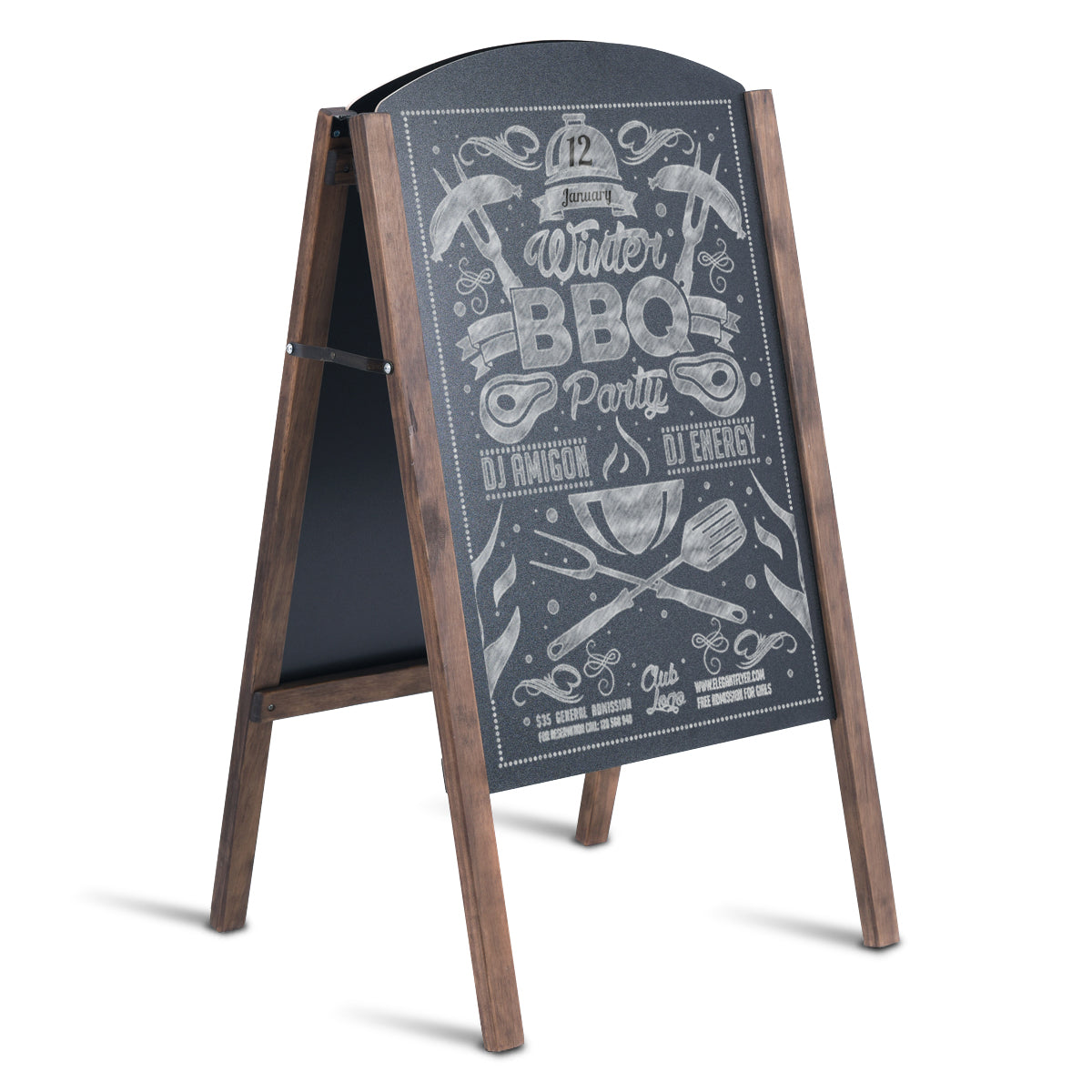 LIVSK A-frame stoepbord - Dubbelzijdig - Hoogwaardig Grenenhout - Opvouwbaar - Voor Menu's en Reclame - 45 x 41 x 78 cm - Zoals