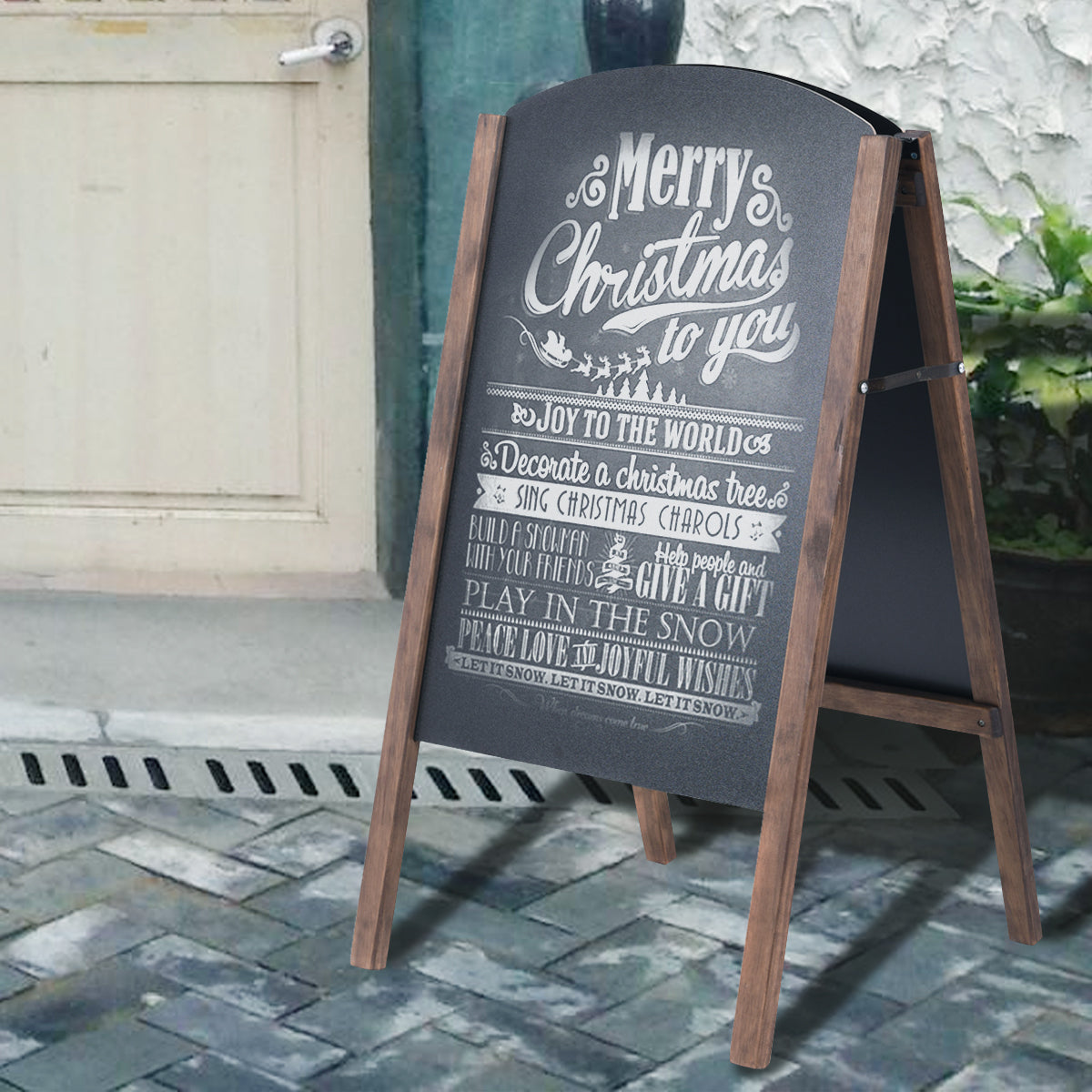 LIVSK A-frame stoepbord - Dubbelzijdig - Hoogwaardig Grenenhout - Opvouwbaar - Voor Menu's en Reclame - 45 x 41 x 78 cm - Zoals