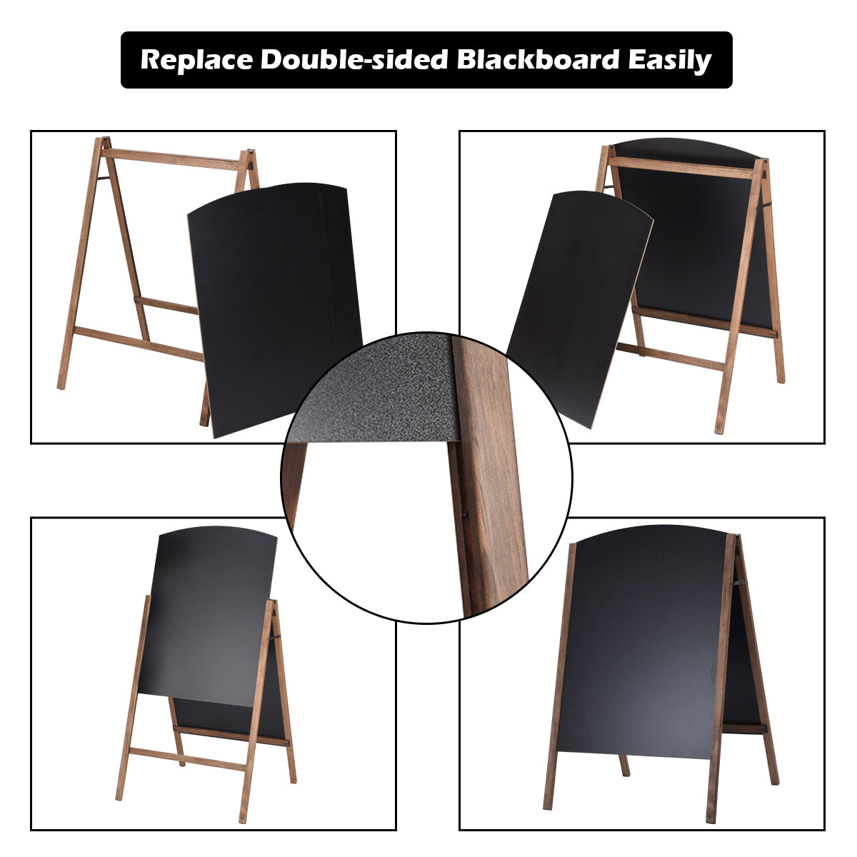 LIVSK A-frame stoepbord - Dubbelzijdig - Hoogwaardig Grenenhout - Opvouwbaar - Voor Menu's en Reclame - 45 x 41 x 78 cm - Zoals