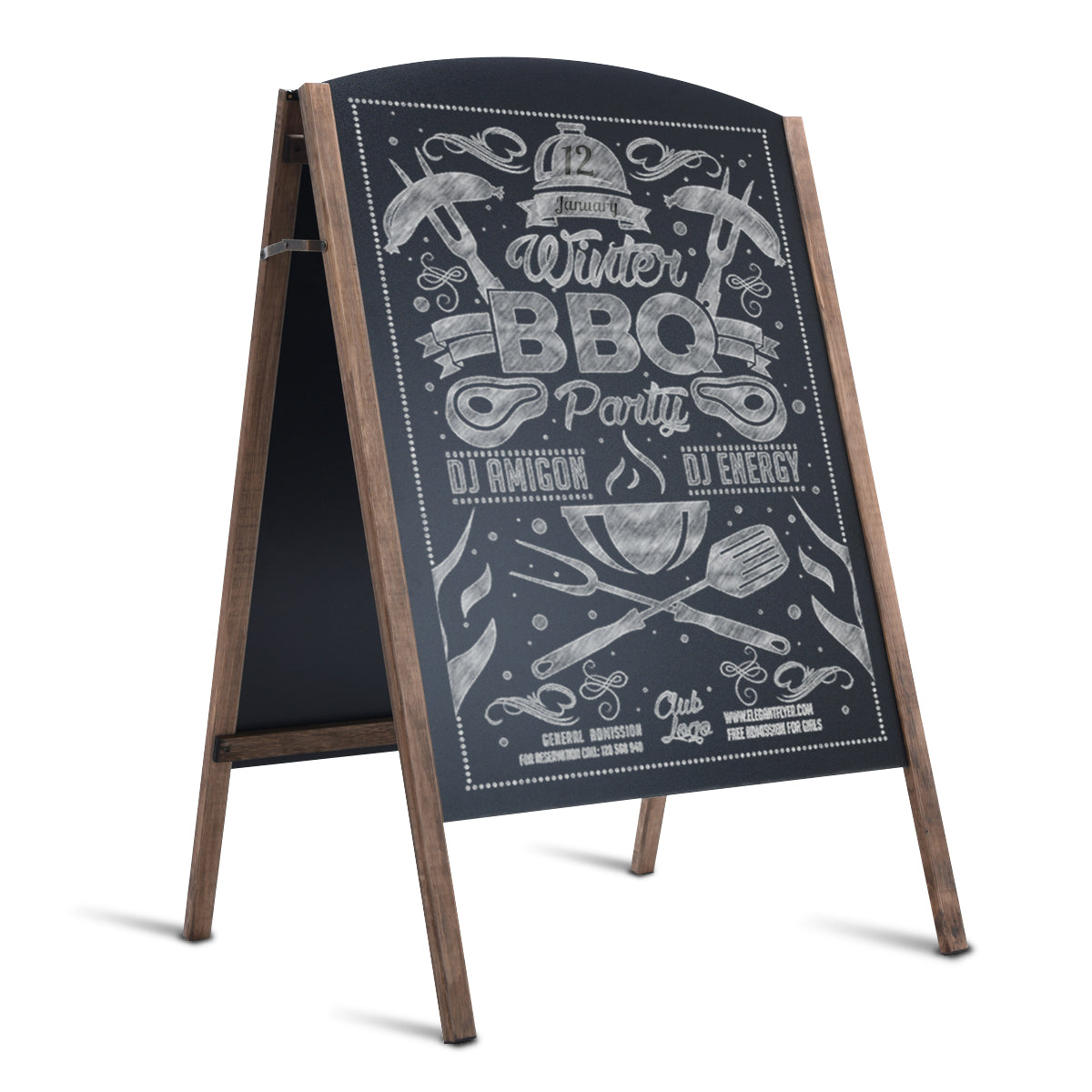 LIVSK Dubbelzijdig A-frame Stoepbord - Opvouwbaar - Hoogwaardig Grenenhout - Voor Menu's en Reclame - 65 x 60 x 97 cm - Zoals
