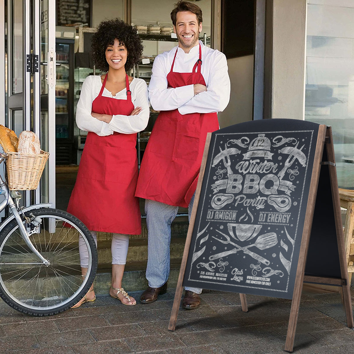 LIVSK Dubbelzijdig A-frame Stoepbord - Opvouwbaar - Hoogwaardig Grenenhout - Voor Menu's en Reclame - 65 x 60 x 97 cm - Zoals