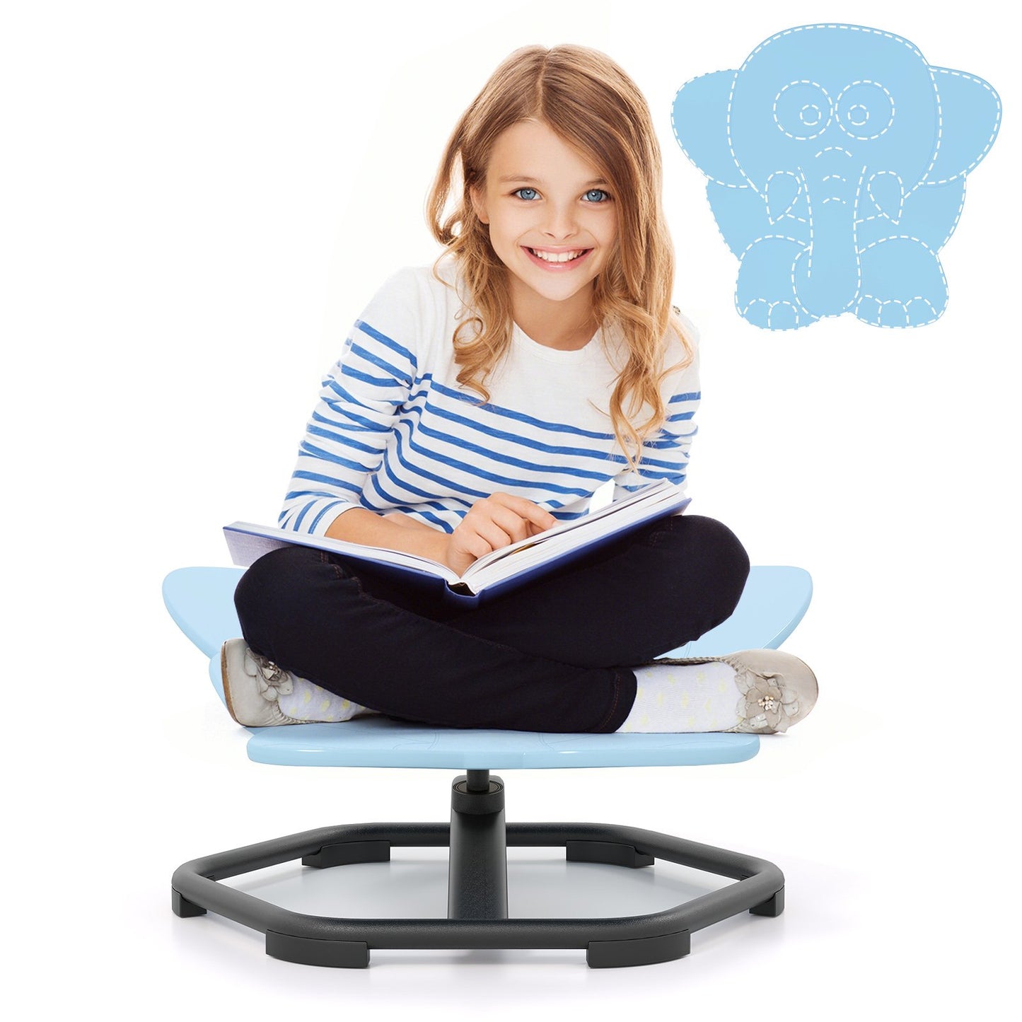 LIVSK Draaistoel voor Kinderen - 360° Draaifunctie - Stimuleert Balans en Coördinatie - Veilig PP-materiaal - Tot 100 kg - Blauw
