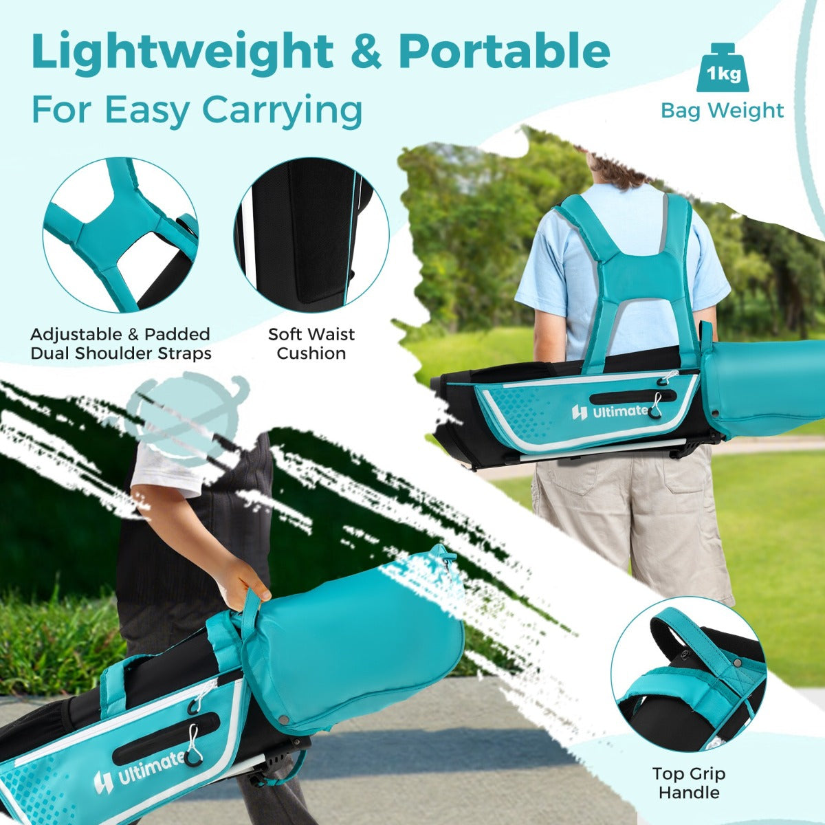 LIVSK Junior Golfclubset voor Kinderen - Compleet met Golftas en Regenhoes - Driver, 7-Delige Ijzer, Putter - Blauw/Groen/Roze