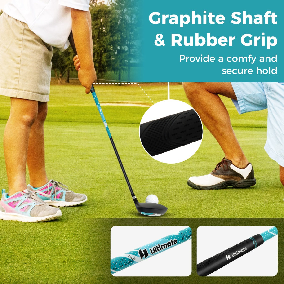 LIVSK Junior Golfclubset voor Kinderen - Compleet met Golftas en Regenhoes - Driver, 7-Delige Ijzer, Putter - Blauw/Groen/Roze