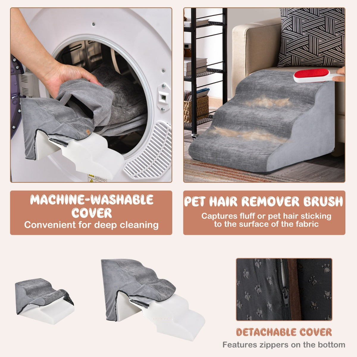 LIVSK Schuimrubberen Oprijplaten voor Huisdieren - 3 en 5 Niveaus - Antislip - Zachte Bekleding - Makkelijk Schoon te Maken -