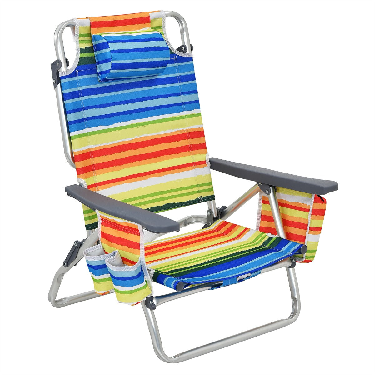 LIVSK Strandmeubelset - 2 Verstelbare Strandstoelen met Zachte Bekleding - Opvouwbare Campingtafel - Duurzaam en Draagbaar - Blauw