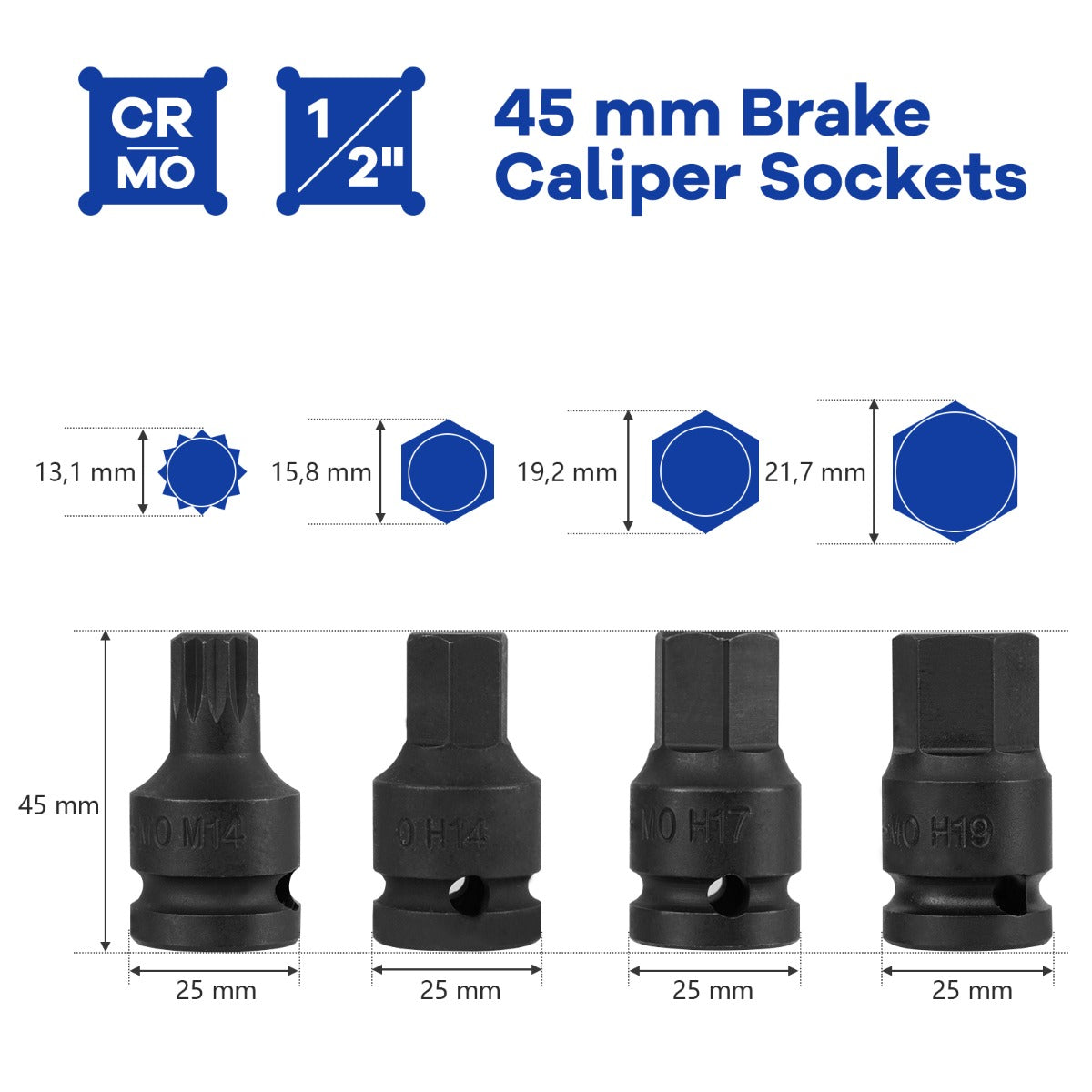 LIVSK 16-delige Remklauw Dopsleutelset - Hoogwaardig Chroom-Molybdeen en Chroom-Vanadium - Compatibel met Diverse Voertuigen -
