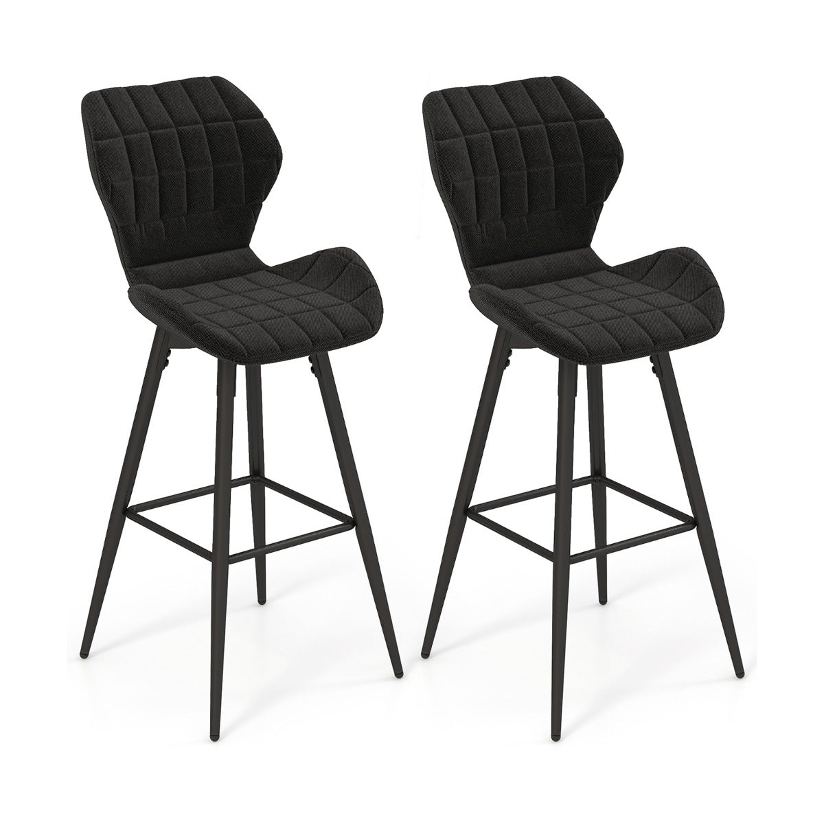 LIVSK Tweedelige Barkrukkenset - Ergonomisch Ontwerp - Verstelbare Voetsteun - Stevig Metalen Frame - Tot 150 kg - Zwart