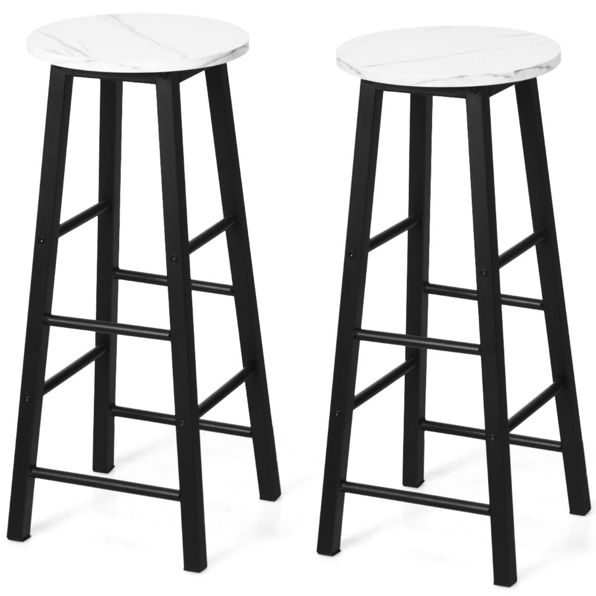 LIVSK Barkrukken Set - Hoogwaardig Spaanplaat - 4-zijdige Voetensteun - Draagvermogen 115 kg - Eenvoudig Modern Design - Wit