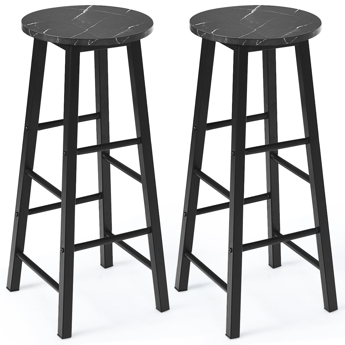 LIVSK Barkrukken Set - Hoogwaardig Spaanplaat - Ergonomische Voetensteun - Draagvermogen 115 kg - Modern Design - Zwart