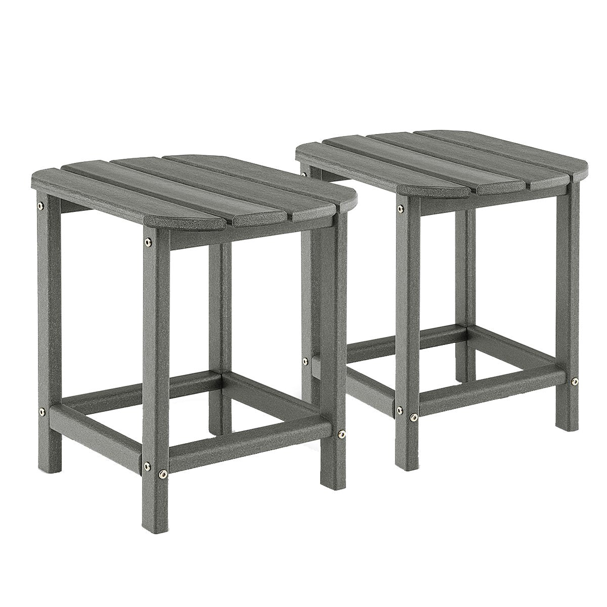 LIVSK Weerbestendige Adirondack Bijzettafels - HDPE - Groot Tafelblad - Duurzaam en Lichtgewicht - Eenvoudige Montage - Grijs