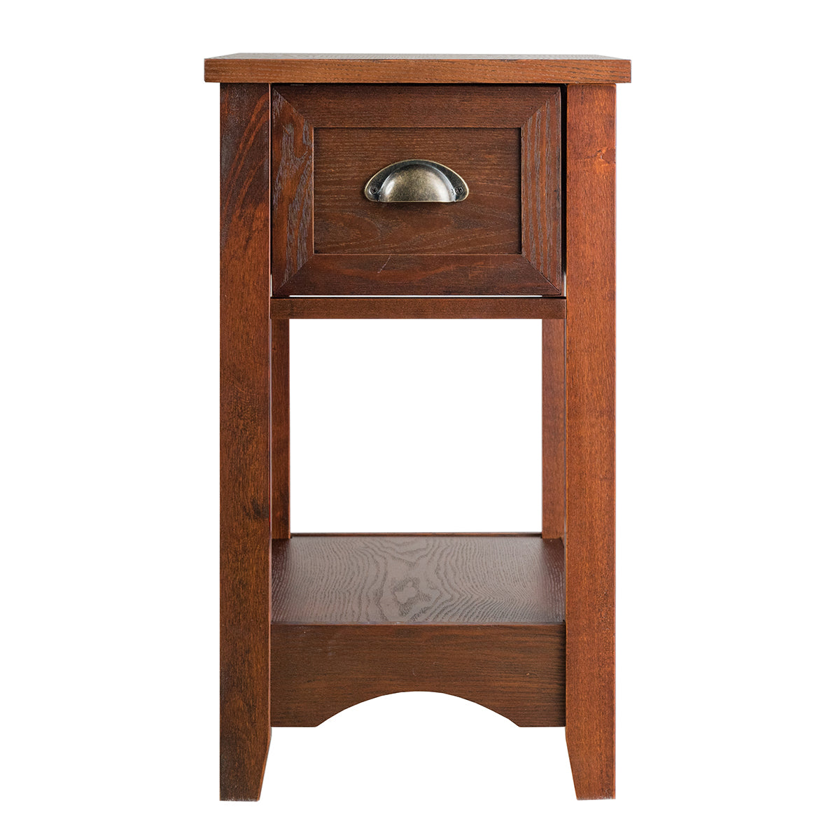 LIVSK Bijzettafel Set van 2 - Retro Design met Lade en Plank - Duurzaam MDF en Rubberhout - 56 x 33 x 58,5 cm - Roodbruin