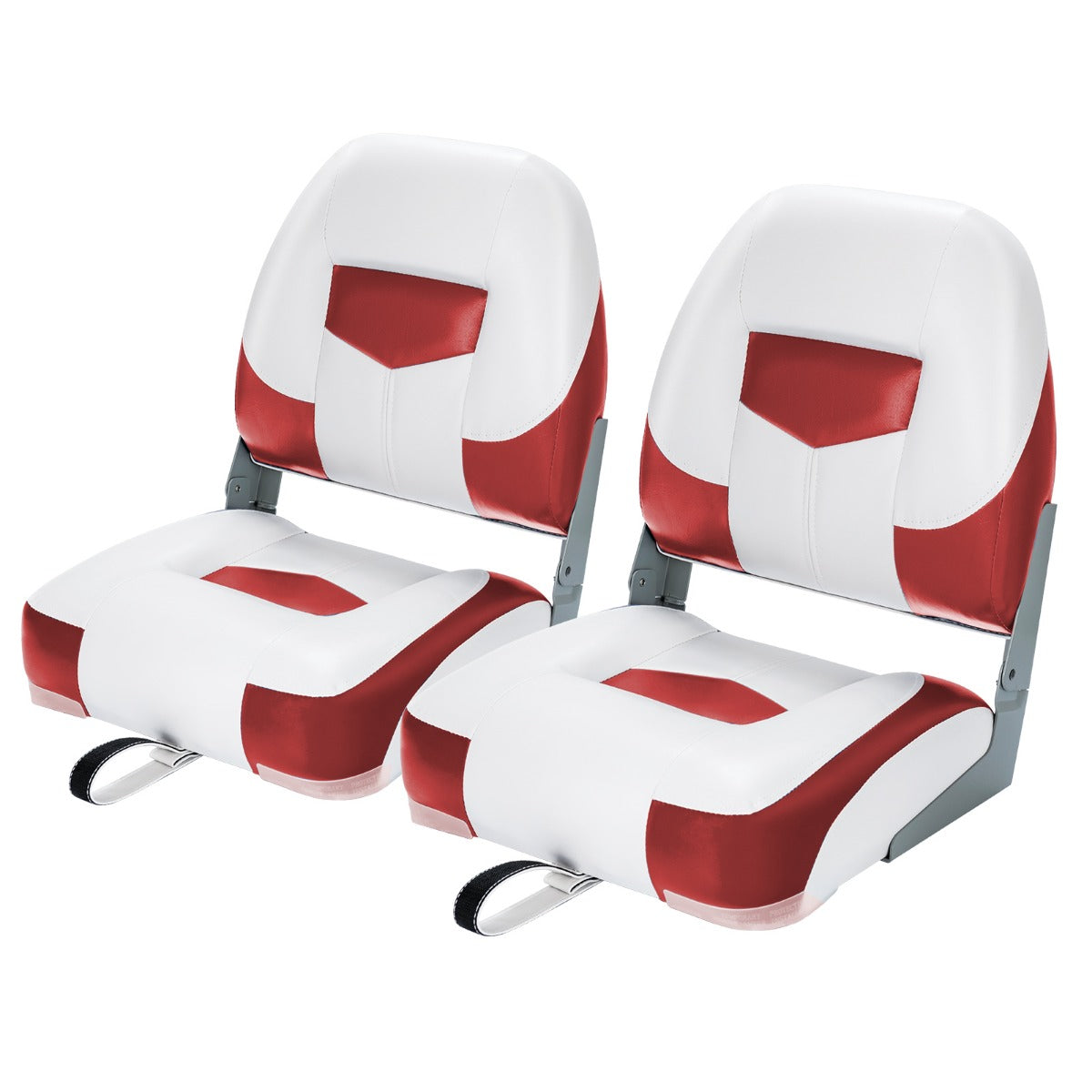 LIVSK Set van 2 Bootstoelen - Inklapbaar - Luxe Schuimvulling - Waterdicht PVC - Tot 110 kg - Rood + Wit