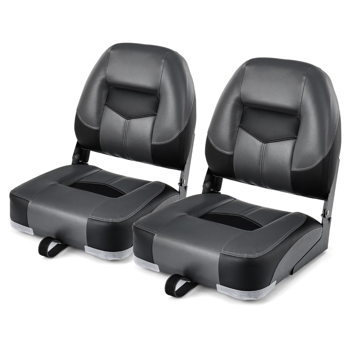 LIVSK 2-Pak Bootstoelen Set - Volledig Gevulde Zitting - Ergonomische Rugleuning - Waterdicht PVC - Tot 110 kg - Zwart