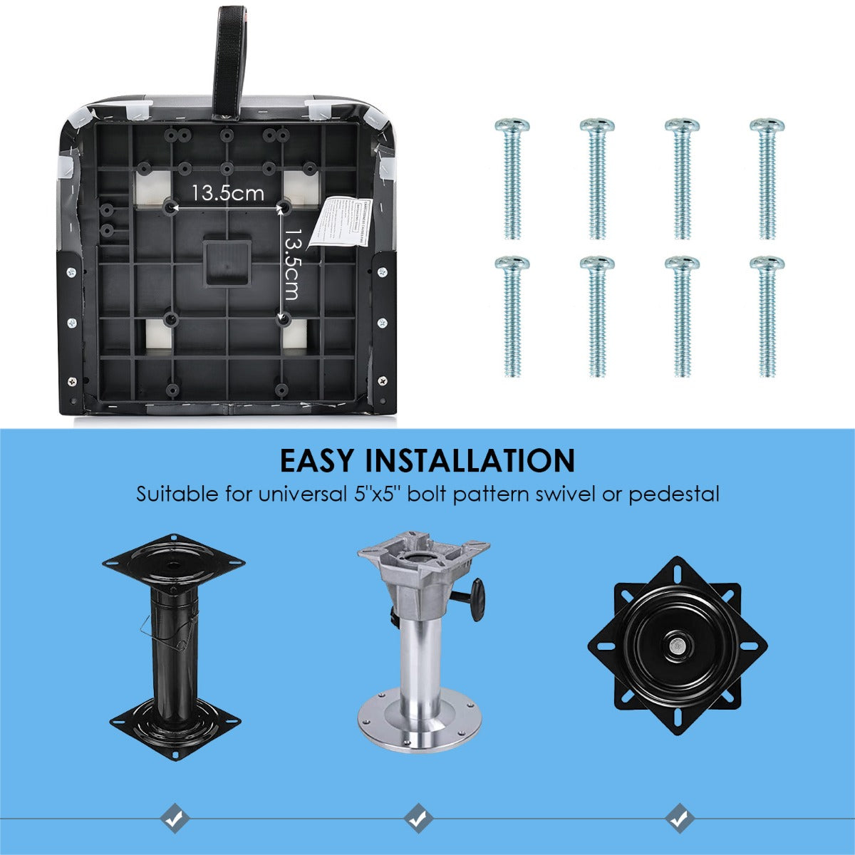 LIVSK 2-Pak Bootstoelen Set - Volledig Gevulde Zitting - Ergonomische Rugleuning - Waterdicht PVC - Tot 110 kg - Zwart