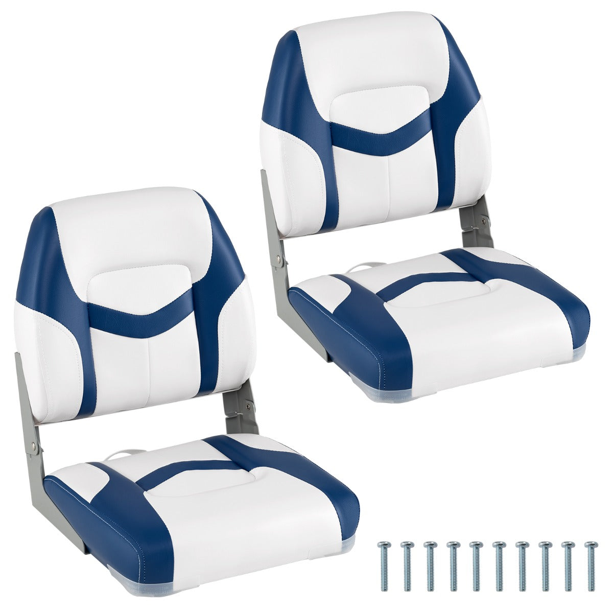 LIVSK Bootstoelset - Ergonomisch Design - Waterbestendig PVC-leer - Inklapbaar - Eenvoudige Montage - 42 x 49 x 51 cm - Blauw +