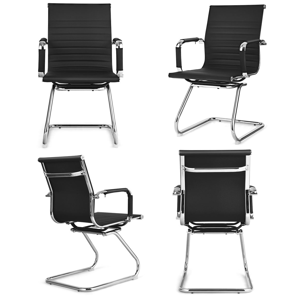 LIVSK Moderne Bureaustoel met Ergonomische Rugleuning - Stabiele Metalen Basis - Rubber Glijders - Tot 120 kg - Zwart