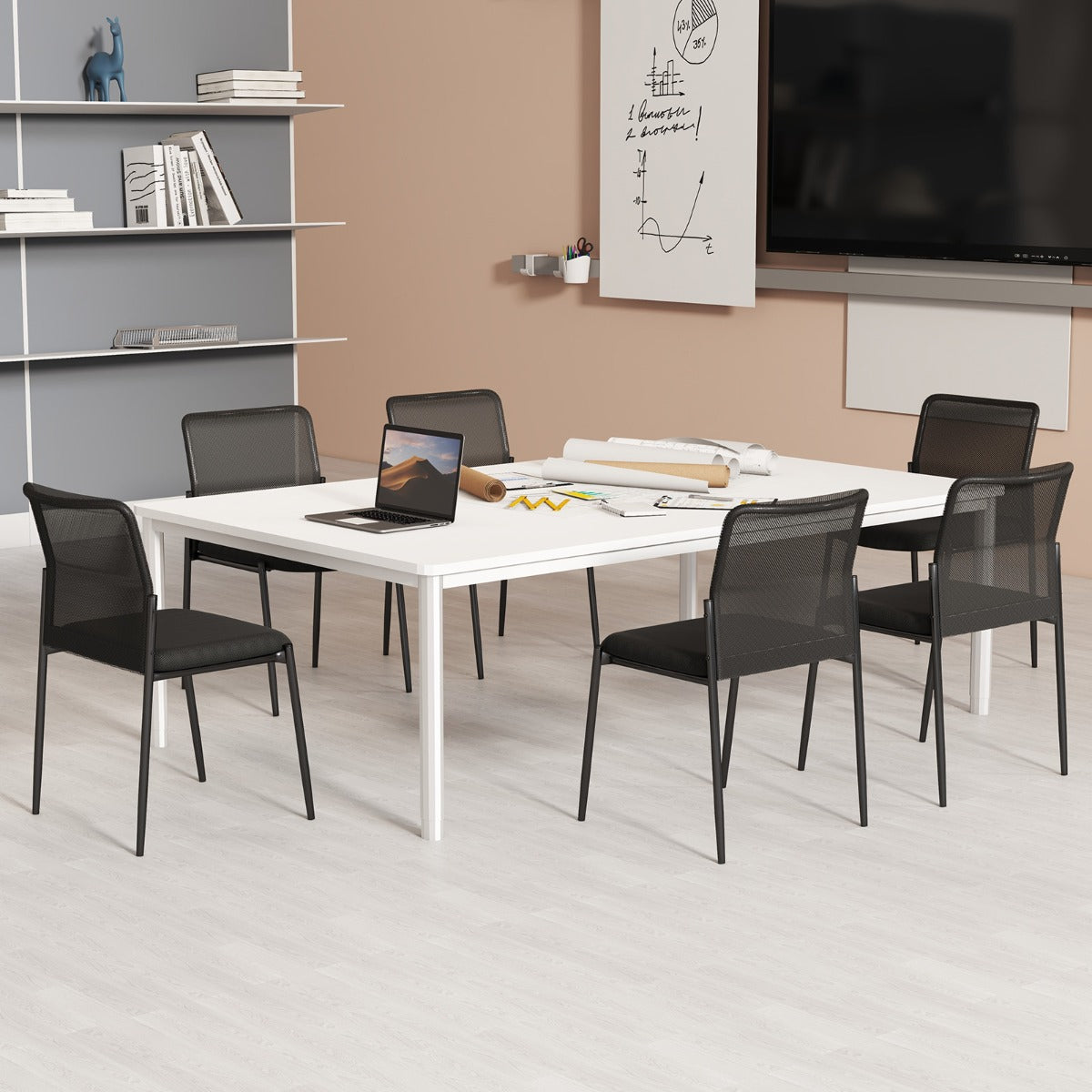 Livsk costway set van 2 conferentiestoelen stapelbare bezoekersstoelen zonder armleuningen bureaustoelen belastbaar tot 150 kg voor kantoor conferentie 6