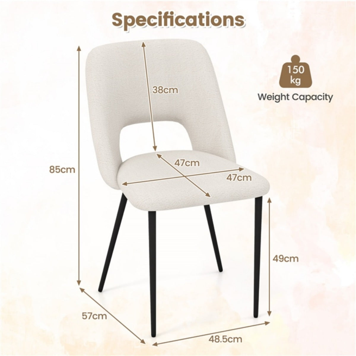 LIVSK Set van 2 Eetkamerstoelen - Luxe Teddy Fluweel - Ergonomisch Ontwerp - Draagvermogen tot 150 kg - Modern en Stijlvol - Groen