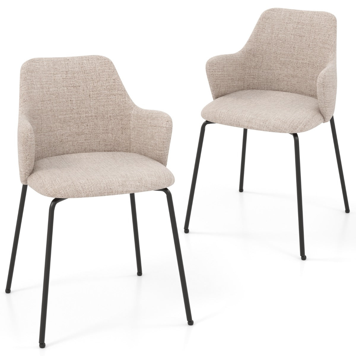 LIVSK Ergonomische Eetkamerstoelen - Comfortabele Rugleuning en Armleuningen - Slijtvast Materiaal - Tot 150 kg - Beige