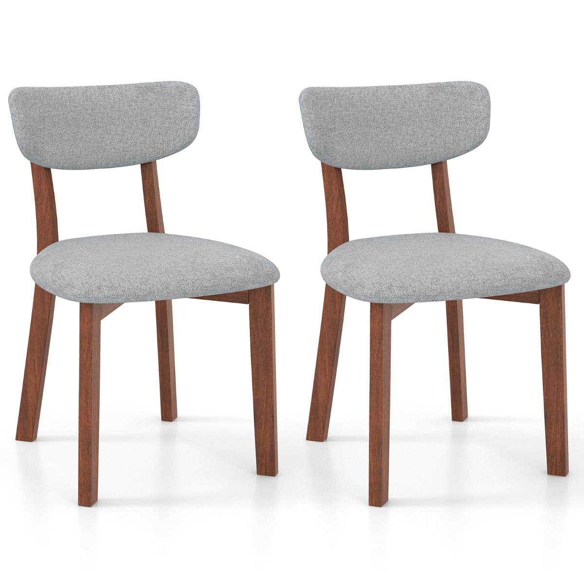LIVSK Eetkamerstoelen Set van 2 - Ergonomisch Ontwerp - Heveahout - Draagvermogen 130 kg - Beige/grijs - Walnoot