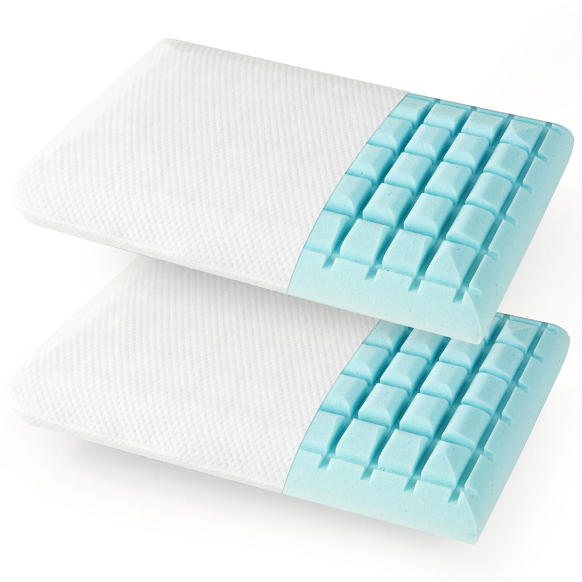 LIVSK 2-pack Ergonomische Traagschuimkussens - Koelende Gel - Afneembare Wasbare Hoes - 13 cm Dikte - Wit