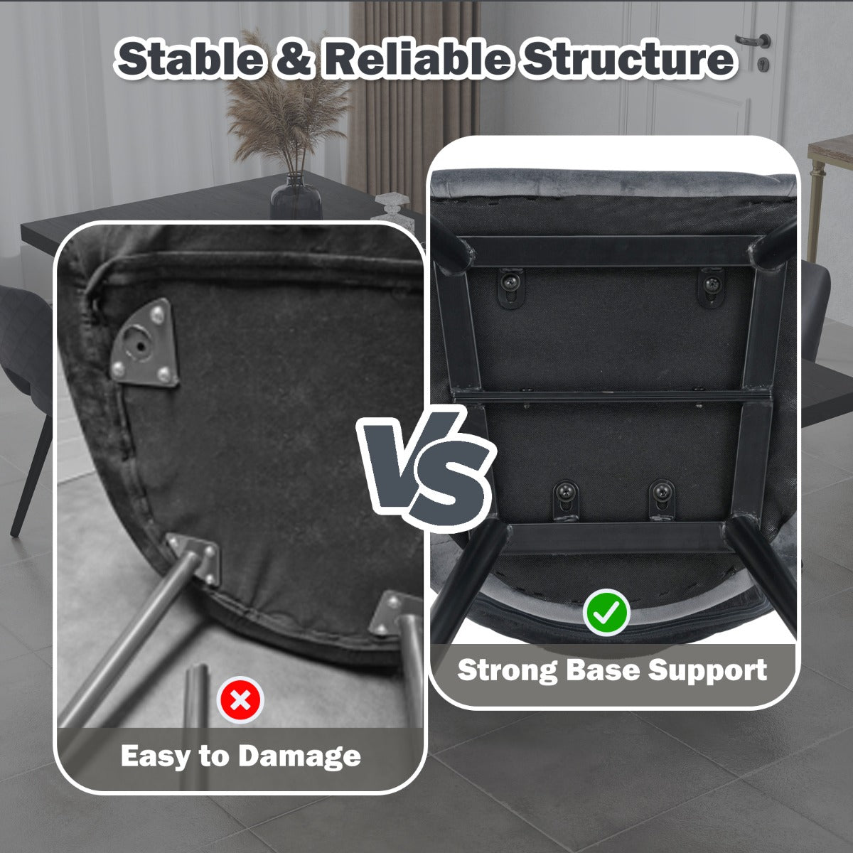 LIVSK Eetkamerstoelen - Comfortabele Zitting met Sponsvulling - Verstelbare Voetsteunen - Elegant Ontwerp - Draagvermogen 150 kg