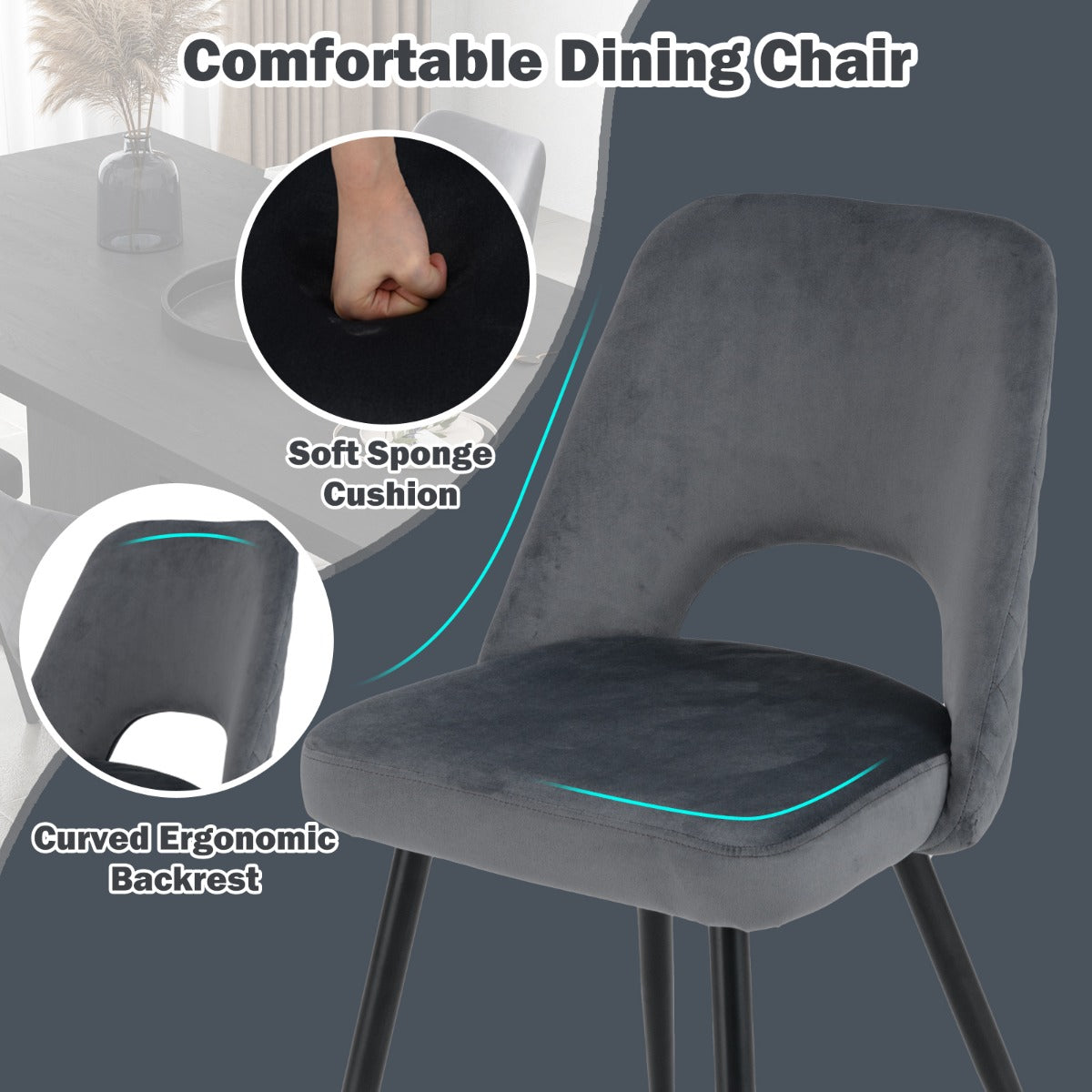 LIVSK Eetkamerstoelen - Comfortabele Zitting met Sponsvulling - Verstelbare Voetsteunen - Elegant Ontwerp - Draagvermogen 150 kg