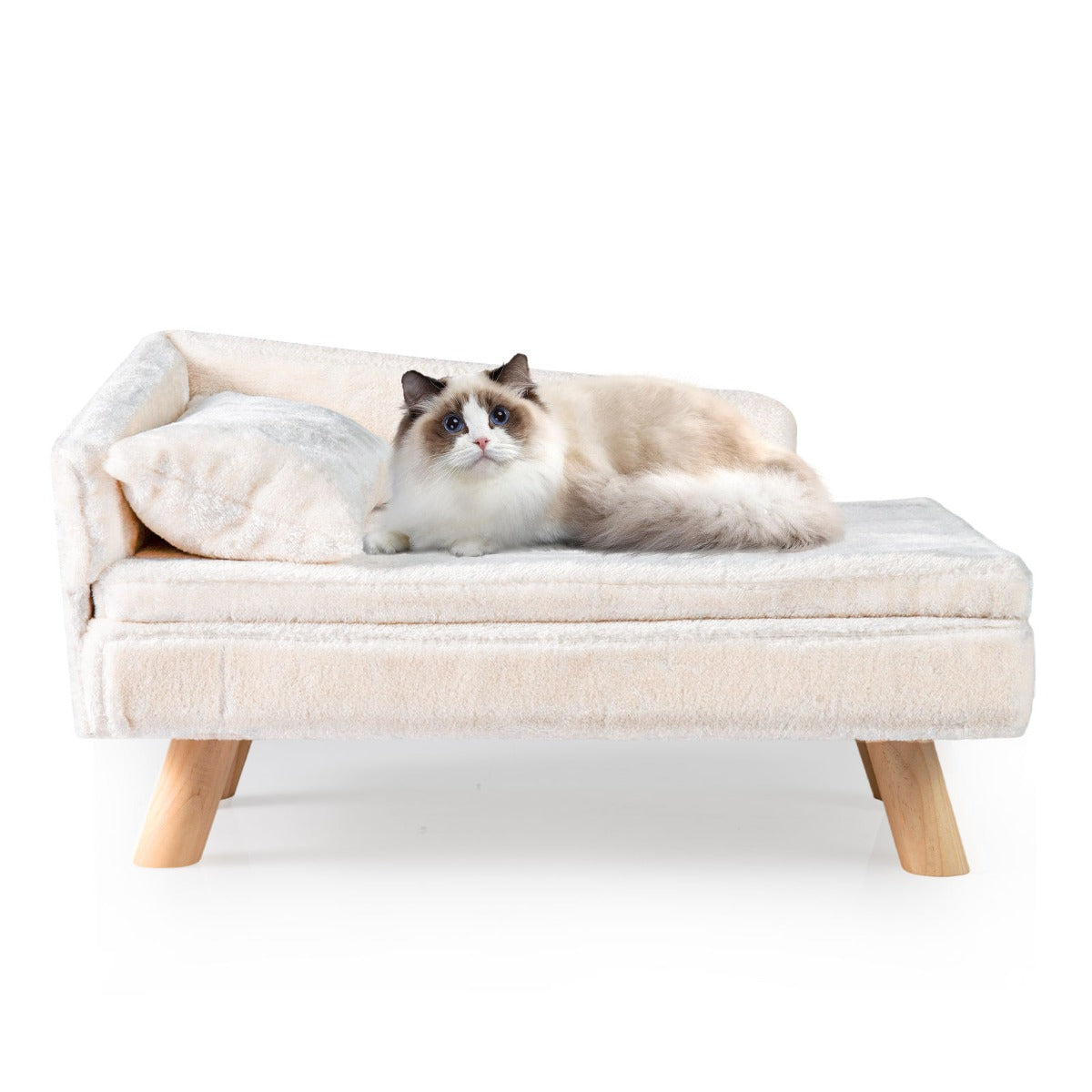 Livsk costway set van 2 huisdiermeubels kattenboom met 3 huisjes en verhoogd bed met kussen voor honden katten en puppys 1 1
