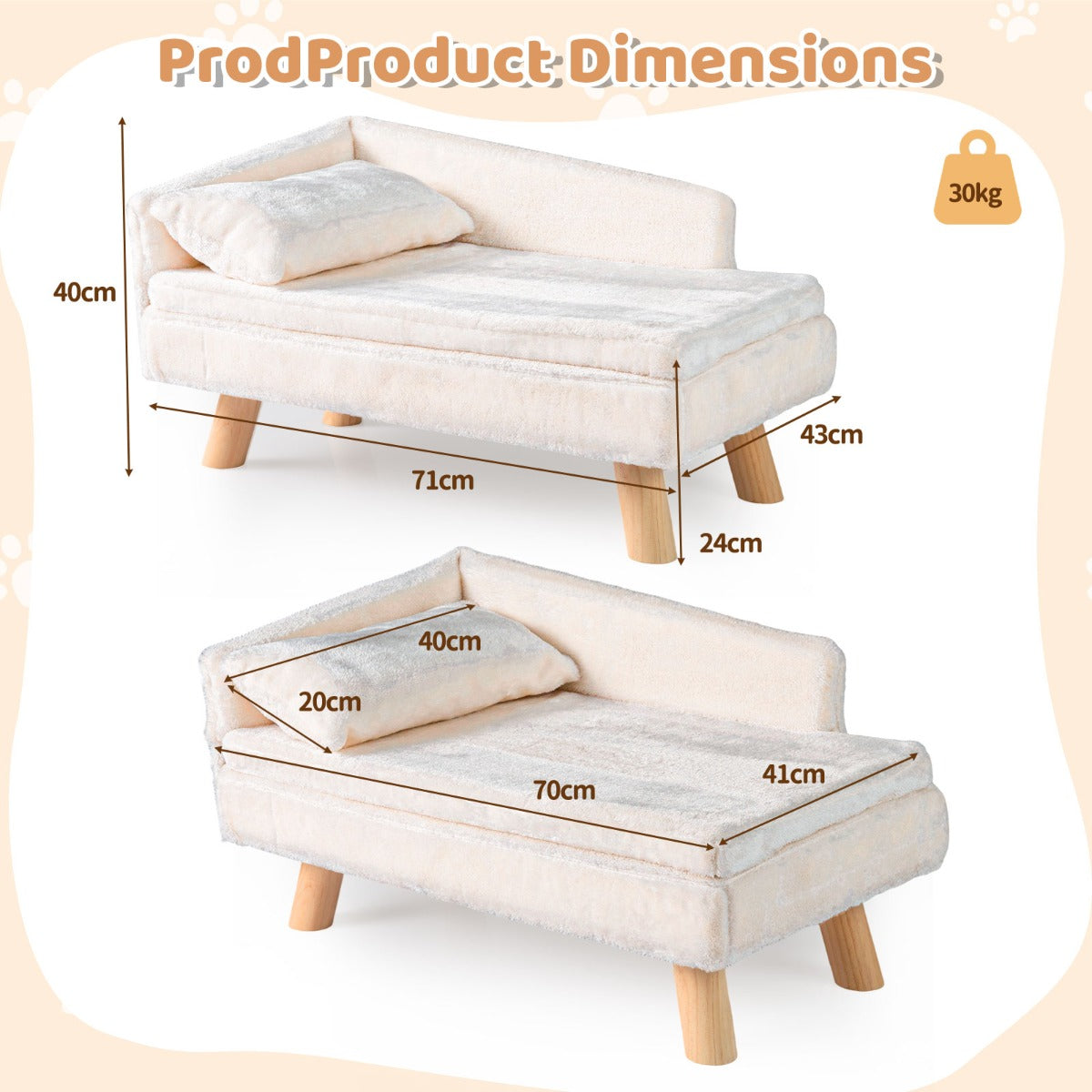 Livsk costway set van 2 huisdiermeubels kattenboom met 3 huisjes en verhoogd bed met kussen voor honden katten en puppys 3