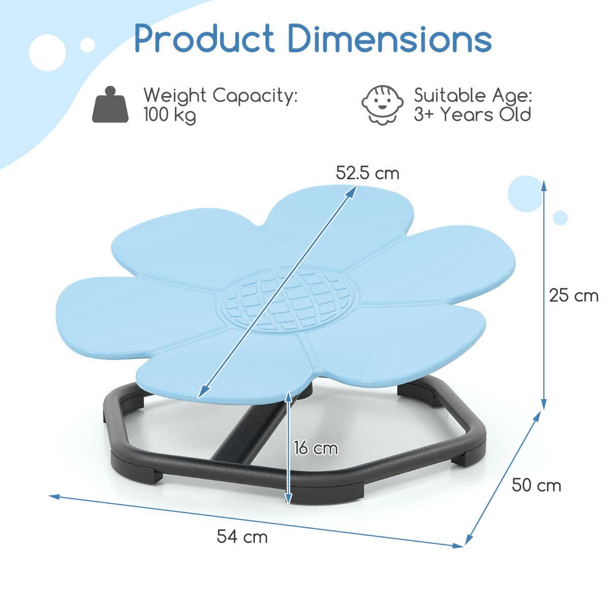 Livsk costway set van 2 kinderspeelgoed opvouwbare step met lampjes en 360 draaibare stoel met antislipbasis blauw 3