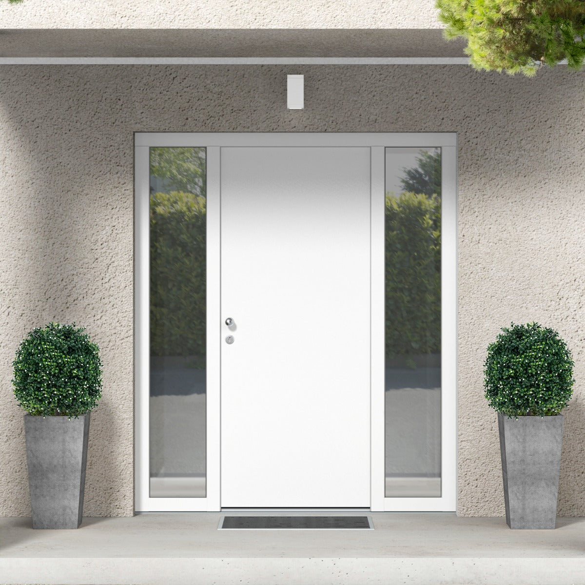 LIVSK Kunstmatige Buxusbomen Set - UV-Bestendige Bladeren met Mini Witte Vruchten - Onderhoudsvrij - 55 cm - Groen