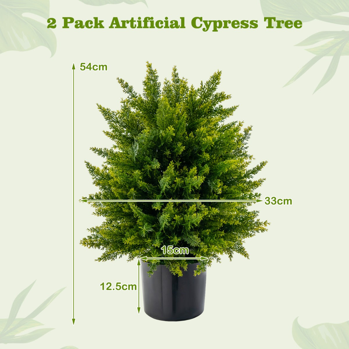 LIVSK Set van 2 Kunstceder-Topiary-Ballenbomen - UV-bestendig - Onderhoudsvriendelijk - Hoogte 55 cm - Groen