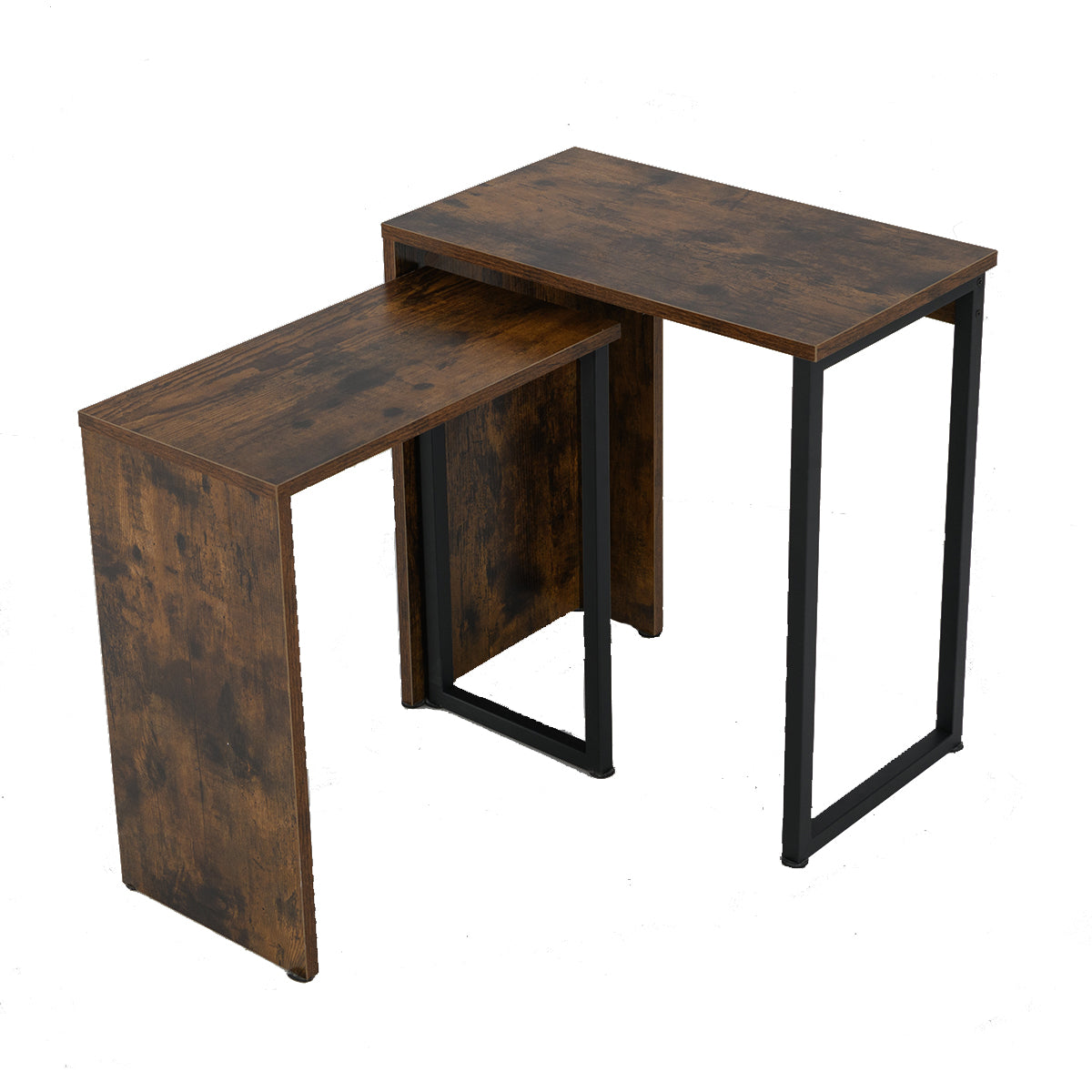 LIVSK Nestbare Bijzettafels Set van 2 - Stabiel Metalen Frame - Ruime Bladen - Multifunctioneel - 50,8 x 30,48 x 53,34 cm -
